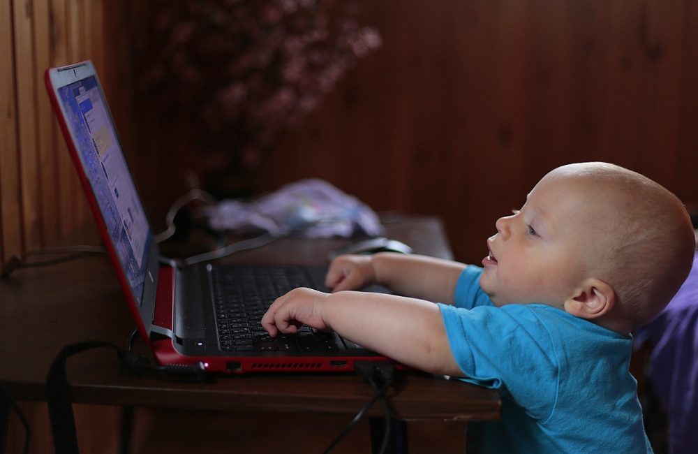 kid, notebook, computer