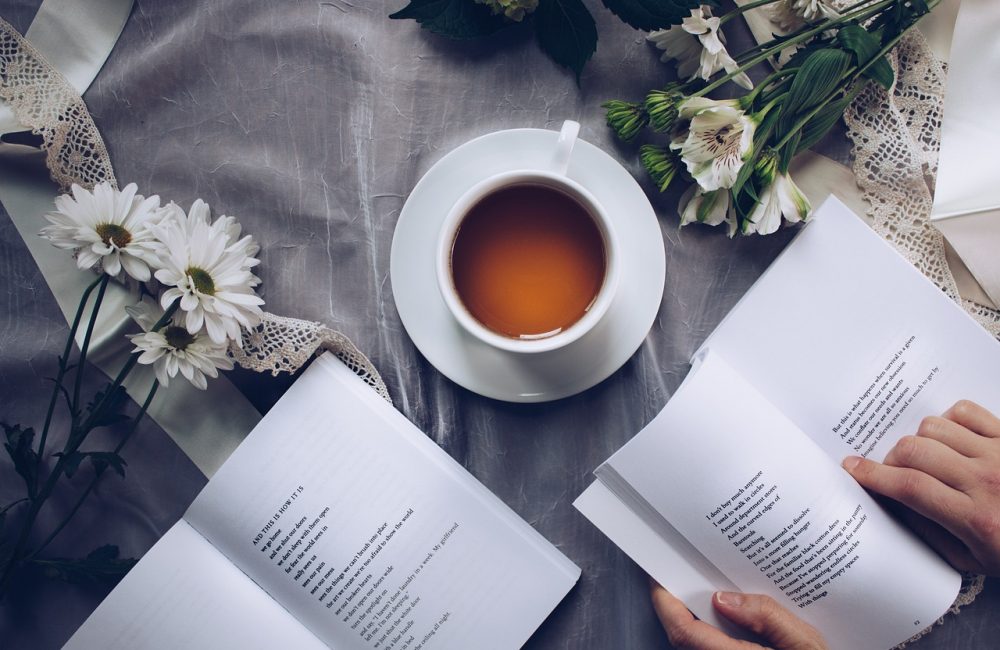 tea time, reading, poetry