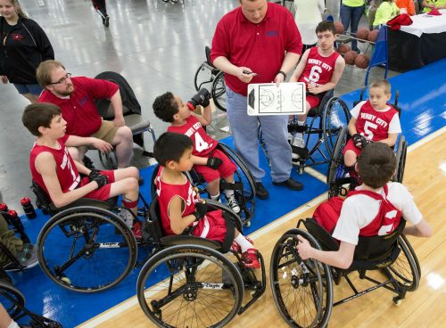 Group of Children Sitting on Wheelchair Wearing Basketball Uniforms