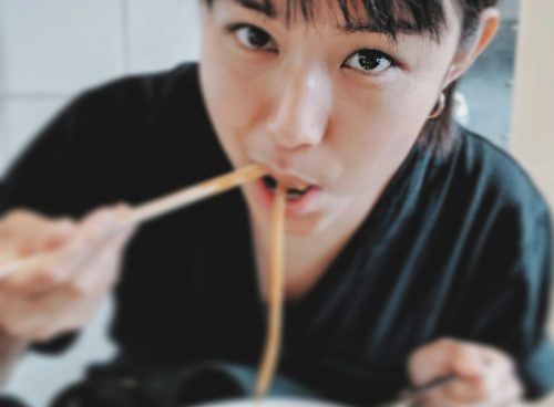 women's black crew-neck top