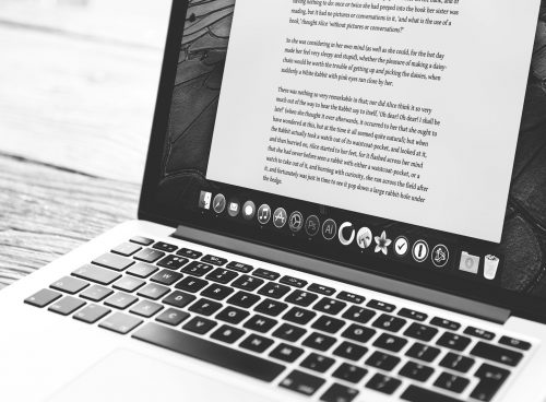 silver MacBook showing application