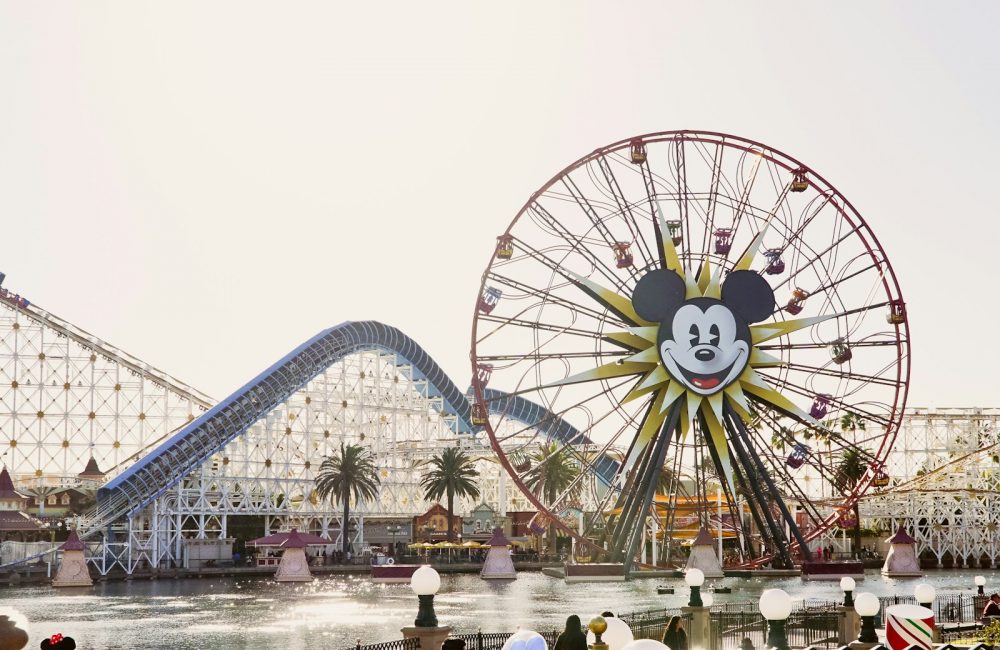 Mickey Mouse Ferris wheel across river