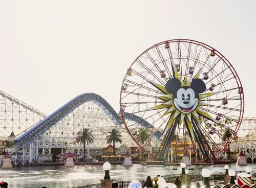 Mickey Mouse Ferris wheel across river