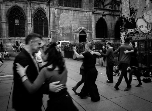 people dancing on street