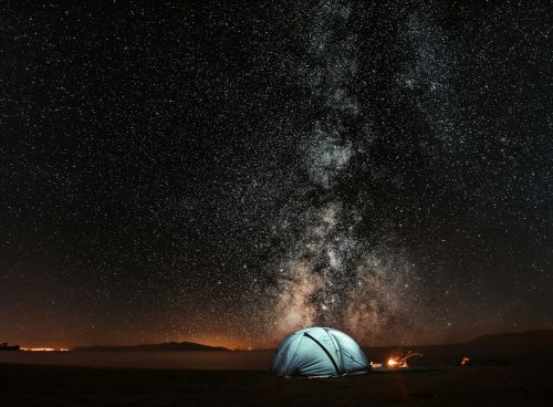 blue tent under milkyway