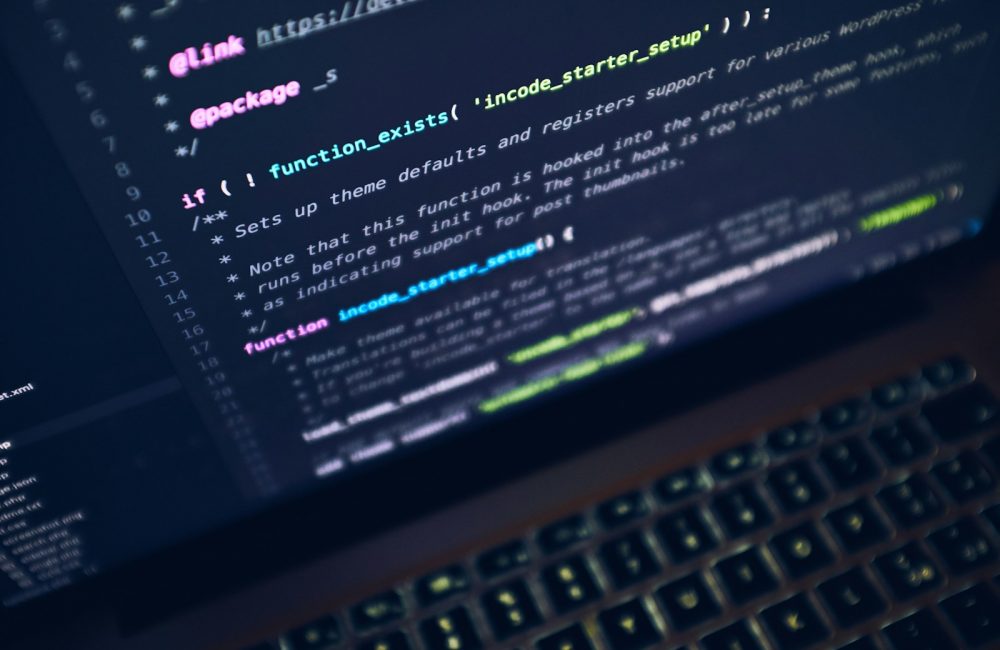 turned on gray laptop computer