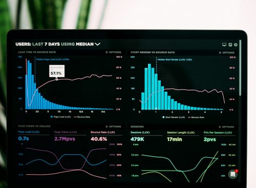 graphs of performance analytics on a laptop screen