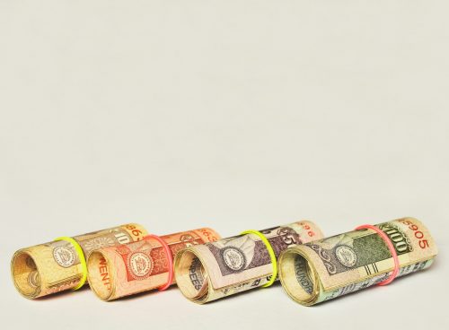 four Indian rupee banknotes