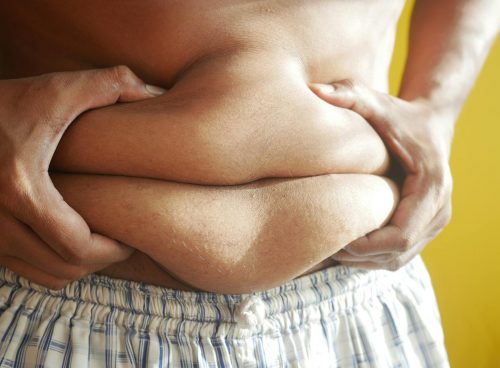 A Person Holding on to Belly Fat