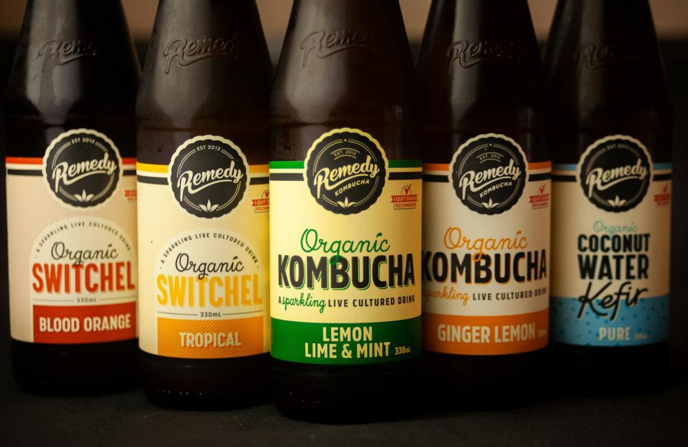 Bottles of Kombucha
