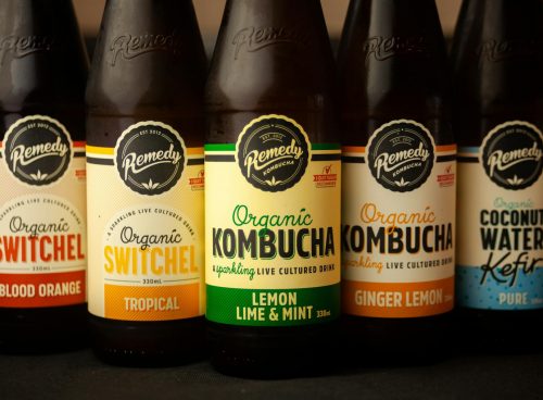 Bottles of Kombucha