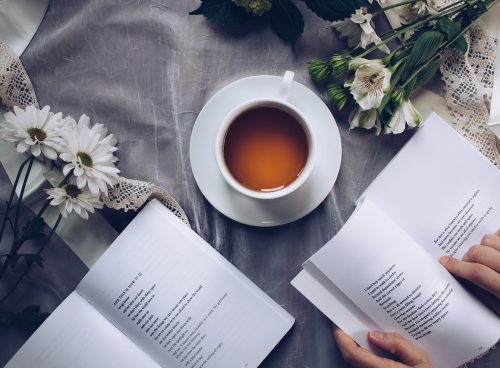 tea time, reading, poetry