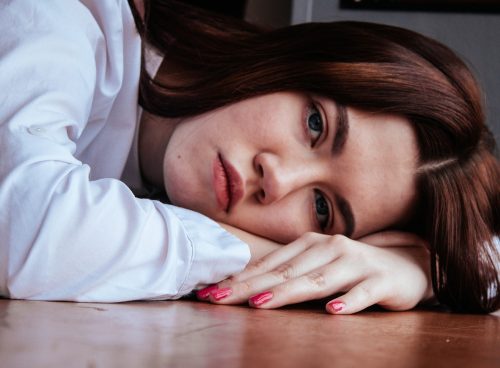 portrait, woman, sad girl