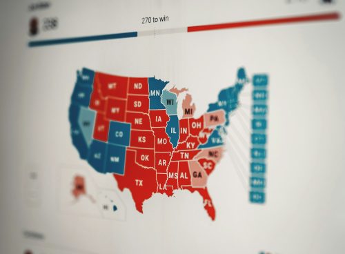 red and blue building illustration