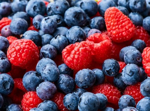 raspberries, blueberries, fruit